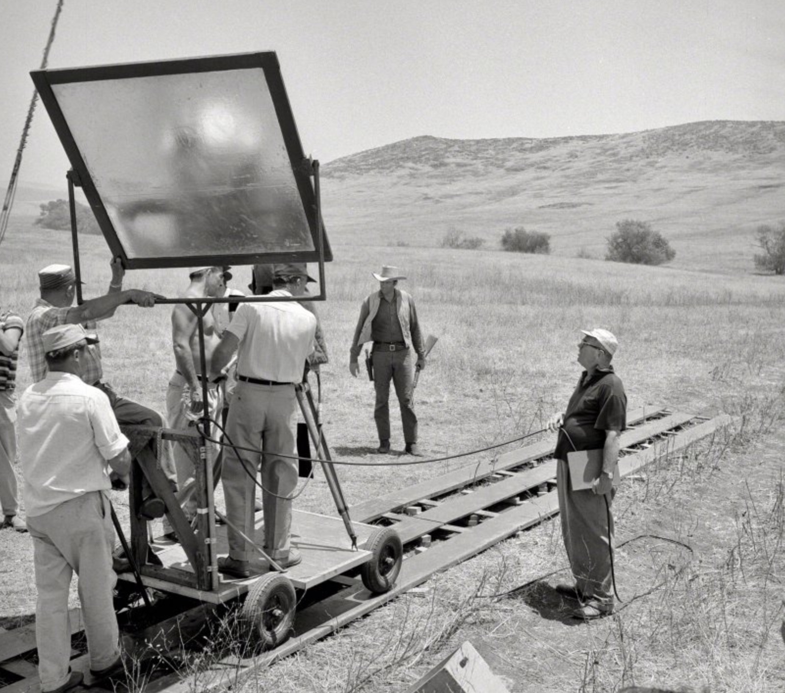 James Arness filming on location 